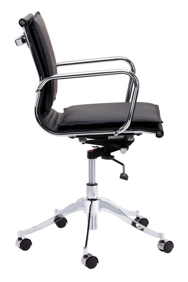 Sunpan Morgan Office Chair - Comfortable Faux Leather Design with Stainless Steel Frame for Modern Workspaces Onyx