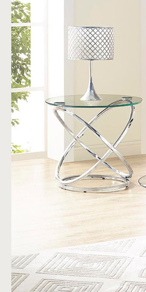 English Elm Modern Metal Cocktail Table Set Chrome Stainless Steel 3-Piece Contemporary End & Cocktail Tables Durable Sleek Design B2699S00002