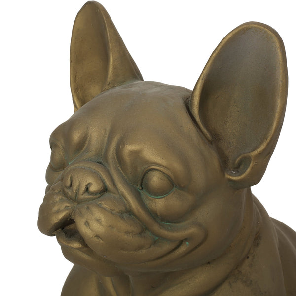 English Elm Christopher Knight Home® - DOG French Bulldog Garden Sculpture Cast Stone Outdoor Accent with Antique Wash, Durable Charm Gold 70293.00RUSGLD