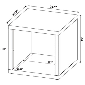English Elm Flint Dark Pine Square End Table with Durable Melamine Finish, Modern Cubic Design for Living Spaces B062P299835