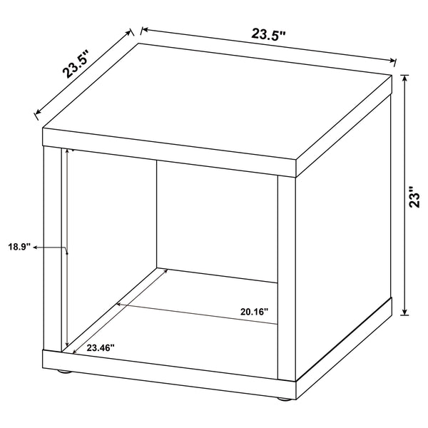 English Elm Flint Dark Pine Square End Table with Durable Melamine Finish, Modern Cubic Design for Living Spaces B062P299835