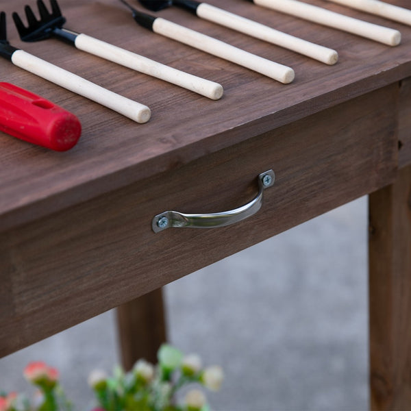 English Elm Outsunny 36'' Wooden Potting Bench With Removable Sink, Wheels, Ample Storage & Durable Design W2225P175541-GIGA