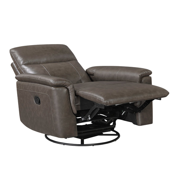 English Elm Luxury Premium Leather Recliner with 360° Swivel, Gentle Glide, High-Density Foam & Pocket Coils Dark Brown 36 L x 30.5 W x 26 H B011P395828