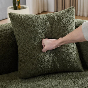 English Elm 66.93 Inch Curved Teddy Velvet Loveseat Sculptural Compact Sofa for Apartments Green W3612P406627