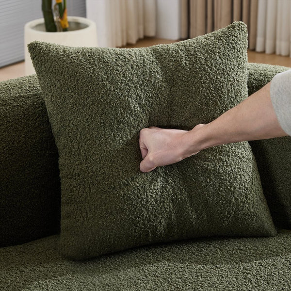 English Elm 66.93 Inch Curved Teddy Velvet Loveseat Sculptural Compact Sofa for Apartments Green W3612P406627
