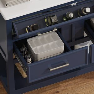 English Elm Christopher Knight Home® - 36" Modern Bathroom Vanity with Ceramic Sink, Tip-Out Tray, Soft-Close Drawers, Open Shelf, Waterproof Surface Blue N817P288908B