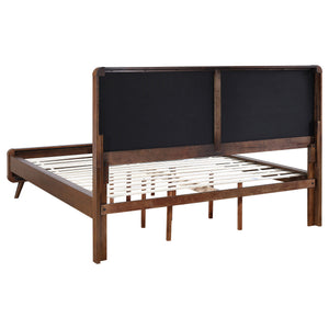 English Elm Carson Dark Walnut California King Platform Bed - Mid-Century Modern Design With Upholstered Headboard B062S00694