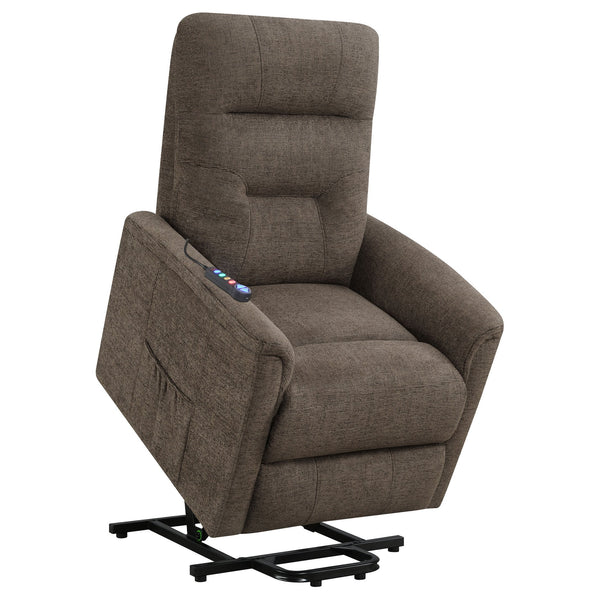 English Elm Parker Plush Charcoal Power Lift Massage Recliner with Heat, USB Remote, Gel Memory, Storage Pockets B062P333410