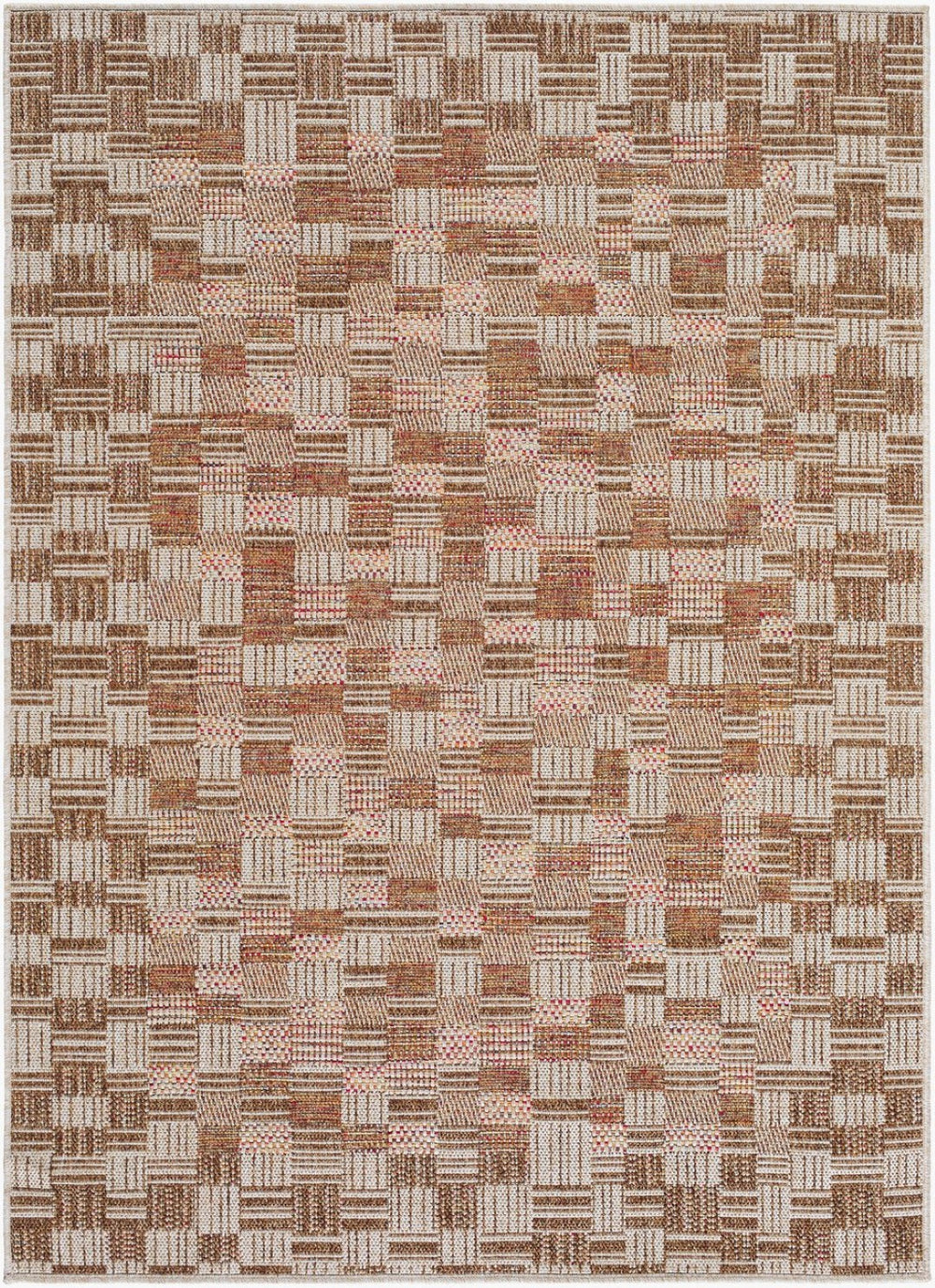 Livabliss Crete Flatweave Polypropylene Area Rug Farmhouse Cottage Style for Living Room or Patio Burnt Sienna, S 7'6" x 10' CEE2311-71010