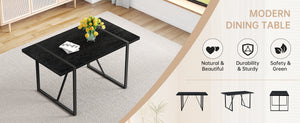 English Elm Black Faux Grain Mdf Table Set with Four White Pu Chairs Retro Minimalist Dining W1151S04372
