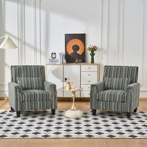 English Elm Modern Striped Upholstered Accent Chair with Arms, Nailhead Trim, Solid Wood Frame and Plush Foam Seating Green W3373P363922