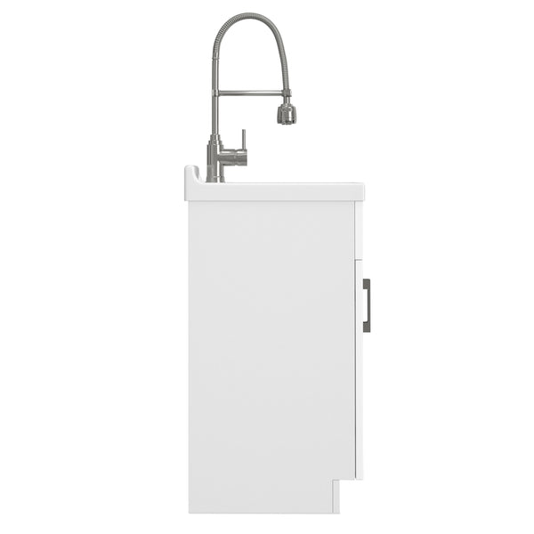 English Elm Hennessy Shaker Style Laundry Sink Cabinet with Deep Abs Basin and Nickel Hardware B136P427207