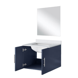 English Elm Navy Blue Single Bath Vanity Set With White Quartz Top, 18" Mirror, Perfect For Small Spaces B2731S00744