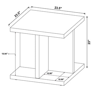 English Elm Metron Mango 2-Piece Coffee & End Table Set – Rustic Mango Finish, Engineered Wood, Lower Shelf Storage, Modern Lines B062S01302