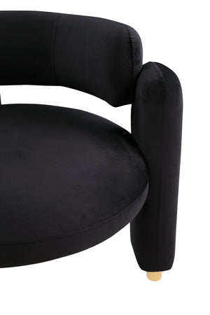 English Elm Accent Chair with Hollow Backrest for Ergonomic Support, Solid Wood Frame, Stylish Fabric Upholstery Black W1420P194054