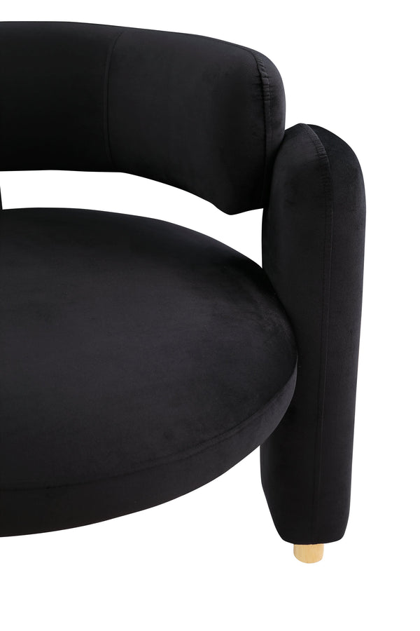 English Elm Accent Chair with Hollow Backrest for Ergonomic Support, Solid Wood Frame, Stylish Fabric Upholstery Black W1420P194054