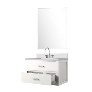 English Elm White Single Bath Vanity Set With Cultured Marble Top, Mirror & Chrome Faucet - Elegant & Easy Install! B2731S01974-GIGA