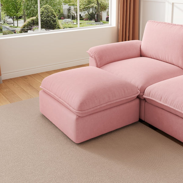 English Elm Cloud Sectional Sofa with Movable Chaise Soft Chenille Upholstery for Modern Living Rooms Pink W1359S00063