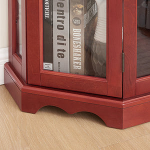 English Elm Lighted Corner Curio Cabinet - Elegant Cherry Display Case With Adjustable Shelves & Integrated Lighting W1758P294650
