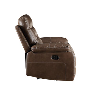 English Elm Aashi Brown Leather-GEL Match Recliner Loveseat with Console, Cup Holders, Tufted Plush Arms B2726P253073