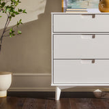 3-Drawer Groove Handle Solid Wood Dresser White BR3DSLDRWH-T Walker Edison