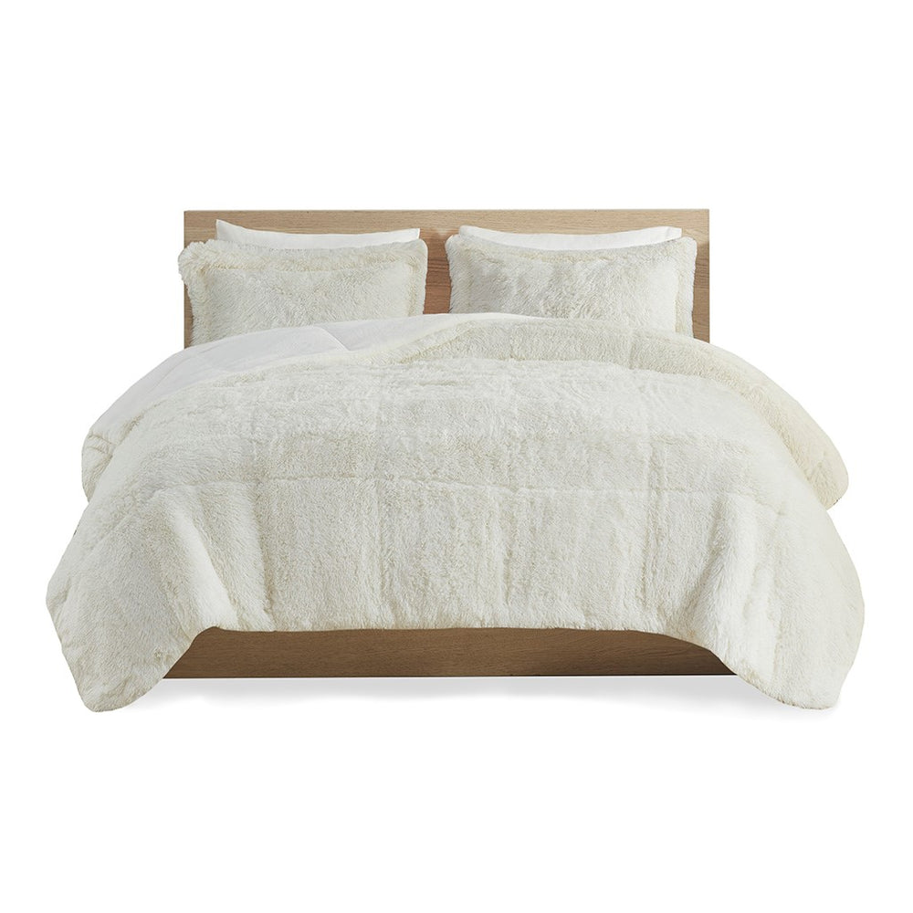 English Elm Twin/Twin Shaggy Long Fur Comforter Mini Set — Plush Faux Fur, Cozy Plush Reverse, Modern Fluffy Texture B03595902