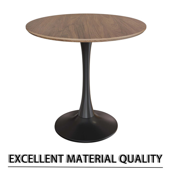 English Elm 31.5" Round Walnut Tulip Dining Table Set With 2 Stylish Faux Leather Chairs For 2-4 People W2189S00711