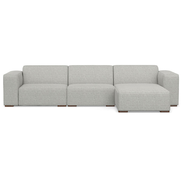 English Elm Rex 2-Seater Sofa with Right Chaise — 122" Modern Gray Sectional, Recycled Performance Fabric, Durable Comfort B136P199211