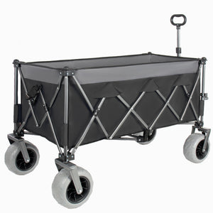 English Elm 52-inch Heavy Duty Folding Utility Wagon 560lb Capacity All Terrain Collapsible Cart Black+ Gray W2932P417661