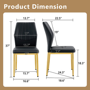 English Elm Set of 6 Pu Leather Dining Chairs with Gold Metal Legs for Glam Modern Rooms W1151P359615