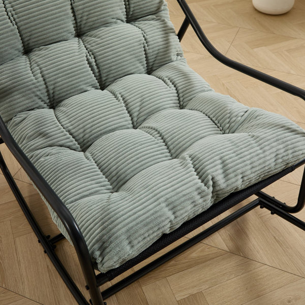English Elm Outdoor Rocking Chair Steel Frame with Corduroy Cushion for Patio Bedroom Reading W640P443545