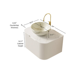 English Elm Dina Floating Bathroom Vanity with Sintered Stone Top and Crystal Glass Basin W2615S00717