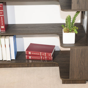 English Elm 90cm L-shaped Corner Bookcase Five Tier Mdf Open Shelving Unit for Home Office W2899P444161