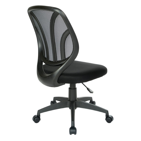 OSP Home Furnishings Screen Mesh Armless Task Chair with Lumbar Support for Home Office Productivity EM69200PN-3M