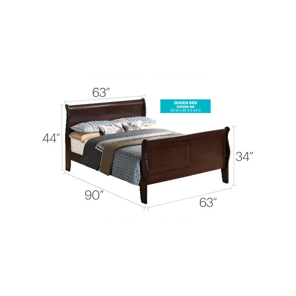 English Elm Louis Phillipe G3125A-Qb Queen Bed - Elegant Sleigh Design In Warm Cappuccino Finish For Timeless Charm B078S00316
