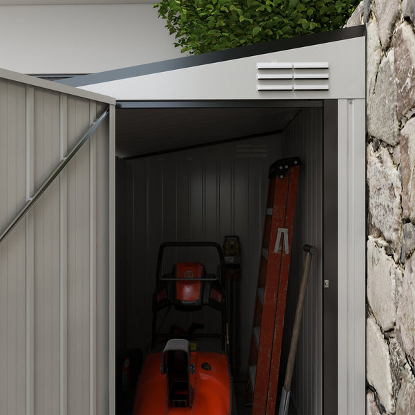 English Elm Outsunny Lean to Galvanized Steel Outdoor Storage Shed with Lockable Door and Air Vents W2225P229424