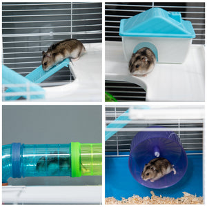 English Elm Pawhut Five Tier Small Animal Habitat with Tunnels Exercise Wheel and Ventilated Wire Frame W2225P173814