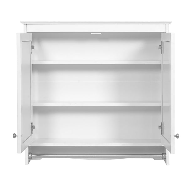 English Elm 3-in-1 Wall Mounted Medicine Cabinet with Soft Close Door Adjustable Shelves and Towel Bar White N710P405415K