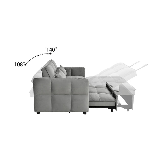 English Elm 3-in-1 Convertible Pull Out Sofa Bed Velvet Upholstered Recliner for Small Spaces Dark Gray W2941P370574