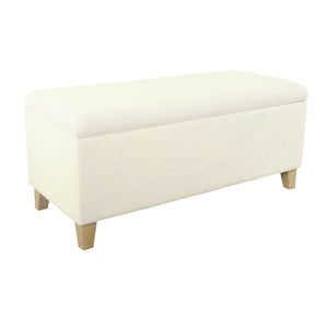English Elm Liv Sherpa Upholstered Storage Ottoman Bench with Hinged Lid and Wood Base B056P416984