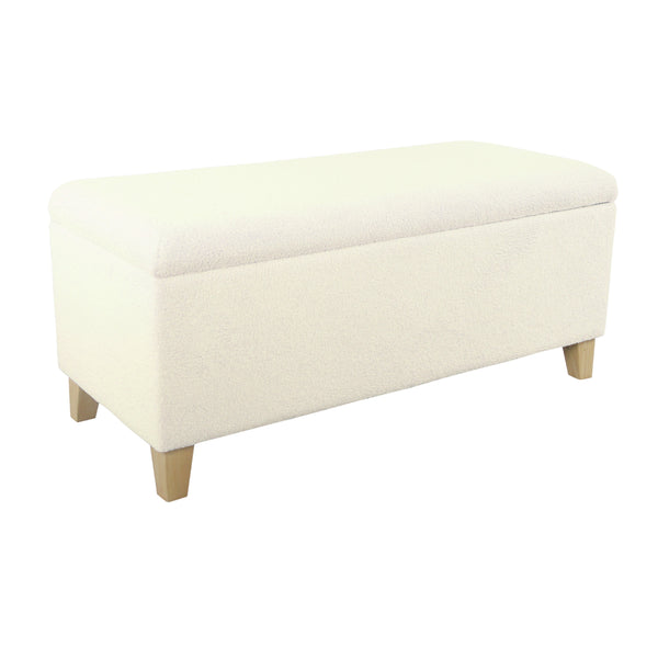 English Elm Liv Sherpa Upholstered Storage Ottoman Bench with Hinged Lid and Wood Base B056P416984