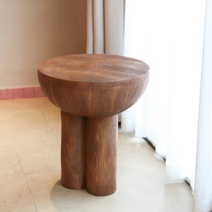 English Elm Christopher Knight Home® - Iris Weatherproof Wood-Grain Round MGO Side Table, Brown — Fireproof, Recyclable, Mid-Century Accent N775P300880B