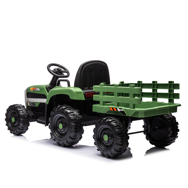 English Elm Ride on Electric Tractor Toy with Trailer 24v 400w Dual Motors Remote Control Led Emerald W1578P193905