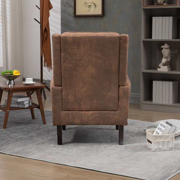 English Elm Wood Solid Frame Armchair Modern Accent Lounge Chair with Padded Foam Seat and Sturdy Rubberwood Legs Coffee W395109982