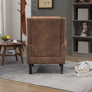 English Elm Wood Solid Frame Armchair with Padded Foam Seat and Curved Arms, Sturdy Wooden Legs for Living Room Coffee W395109982