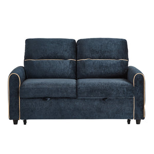 English Elm Swivel Barrel Accent Chair Chenille Tufted Round Club Seat for Living Room Lounge Blue N719S002330C