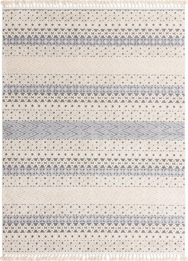 Unique Loom Arlo Matti Machine Made Striped Rug Sandy Beige, Beige/Gray 7' 10" x 10' 0"