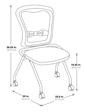 OSP Home Furnishings Soft-flex Pro-line Ii Ergonomic Folding Chair with Mesh Back and Lumbar Support Buff 84220-R104