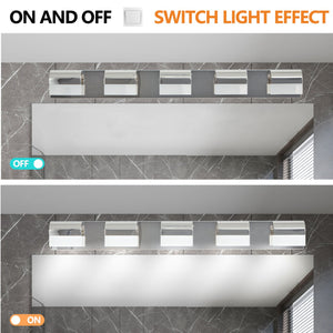 English Elm Modern Chrome 5-light Led Vanity Bar Acrylic Shades Bathroom Wall Fixture W1340P197252