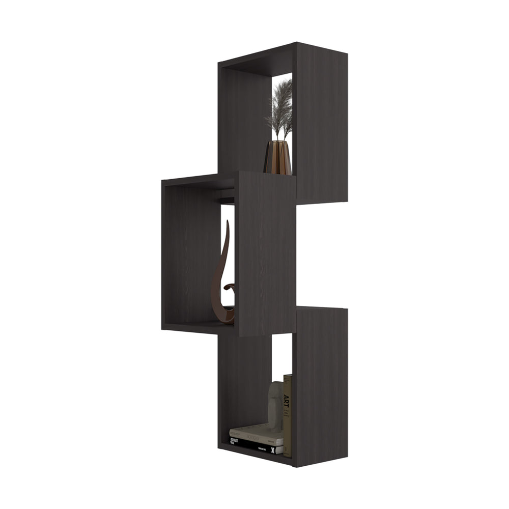 English Elm Wall Shelf Modern 3-Tier Black Wengue Engineered Wood 37.4" H x 13.2" W Space-Saving Display Unit B097P369443